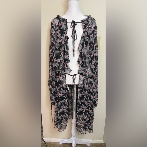 Victoria’s Secret Very Sexy West Side Floral Chiffon Duster Top Cover Up Robes. - Picture 9 of 16